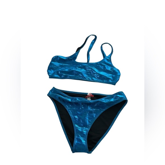 Solid & Striped Women's Metallic Blue The Brody Bikini Set Sz XL - Picture 1 of 13